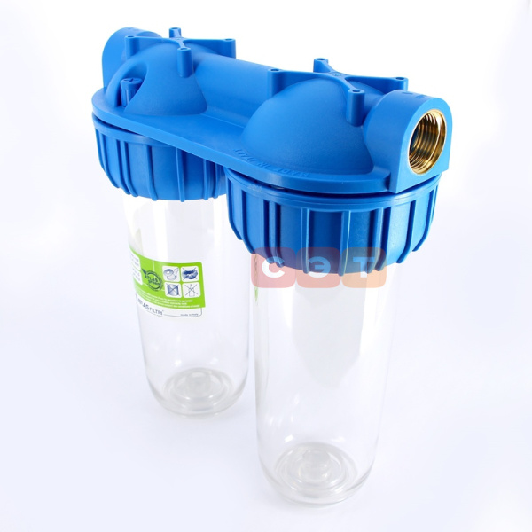 Двойная прозрачная колба фильтра 10" (Senior) Duplex Plus 3P SX1"